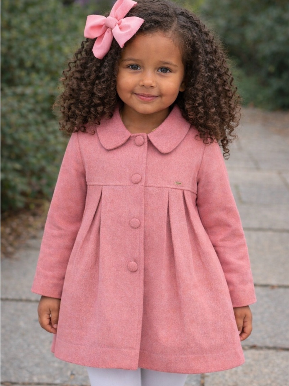 Mayoral Pink Girls' Pleated Peter Pan Collar Coat
